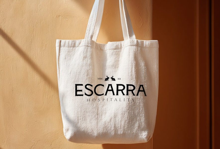 Canvas tote bag with the Escarra logo
